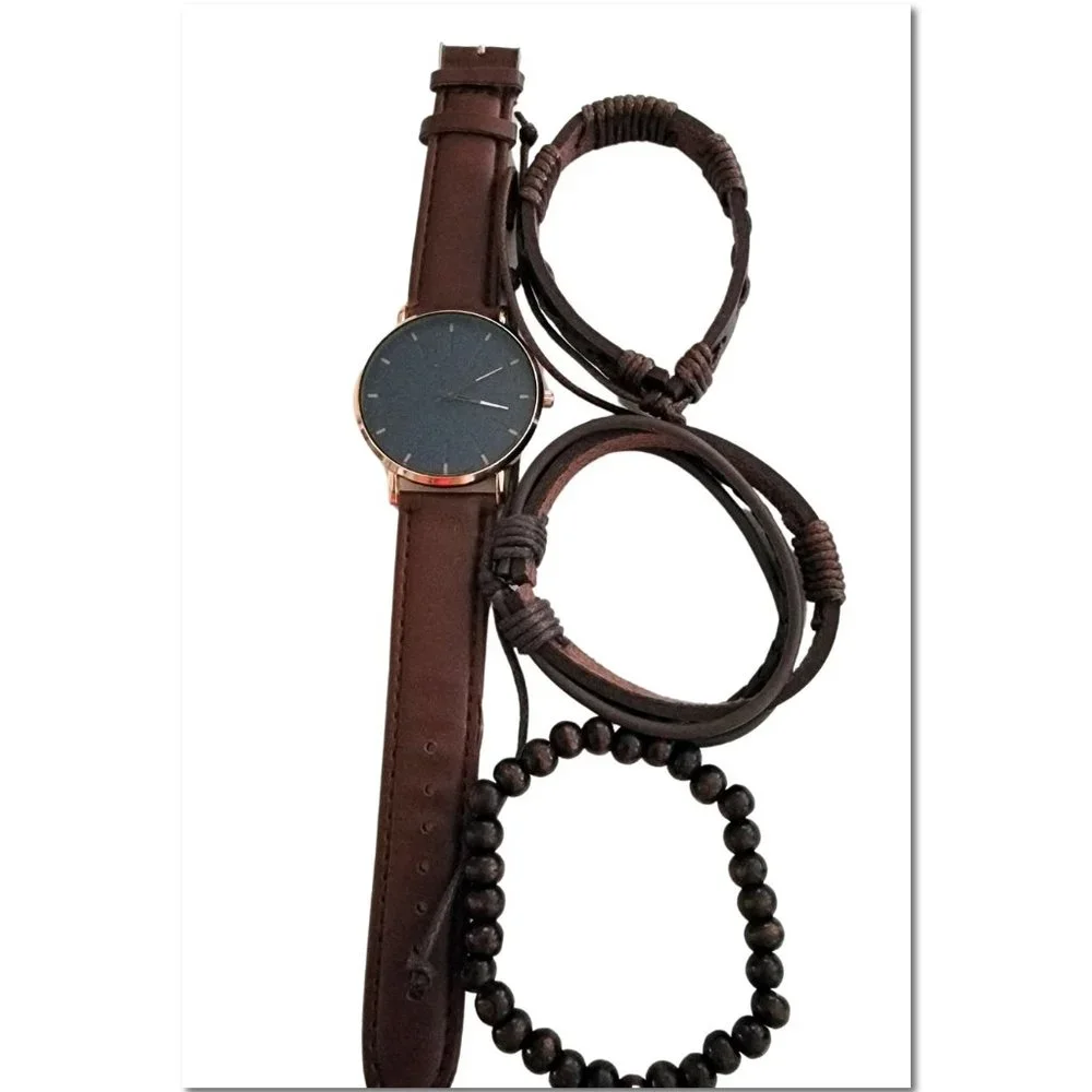 Unisex Adjustable Hemp Cord Braided Rope Wristbands Bracelets Watch Set - Picture 2 of 12